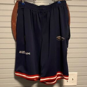 NBA Navy Blue Athletic Shorts with Red Stripes
